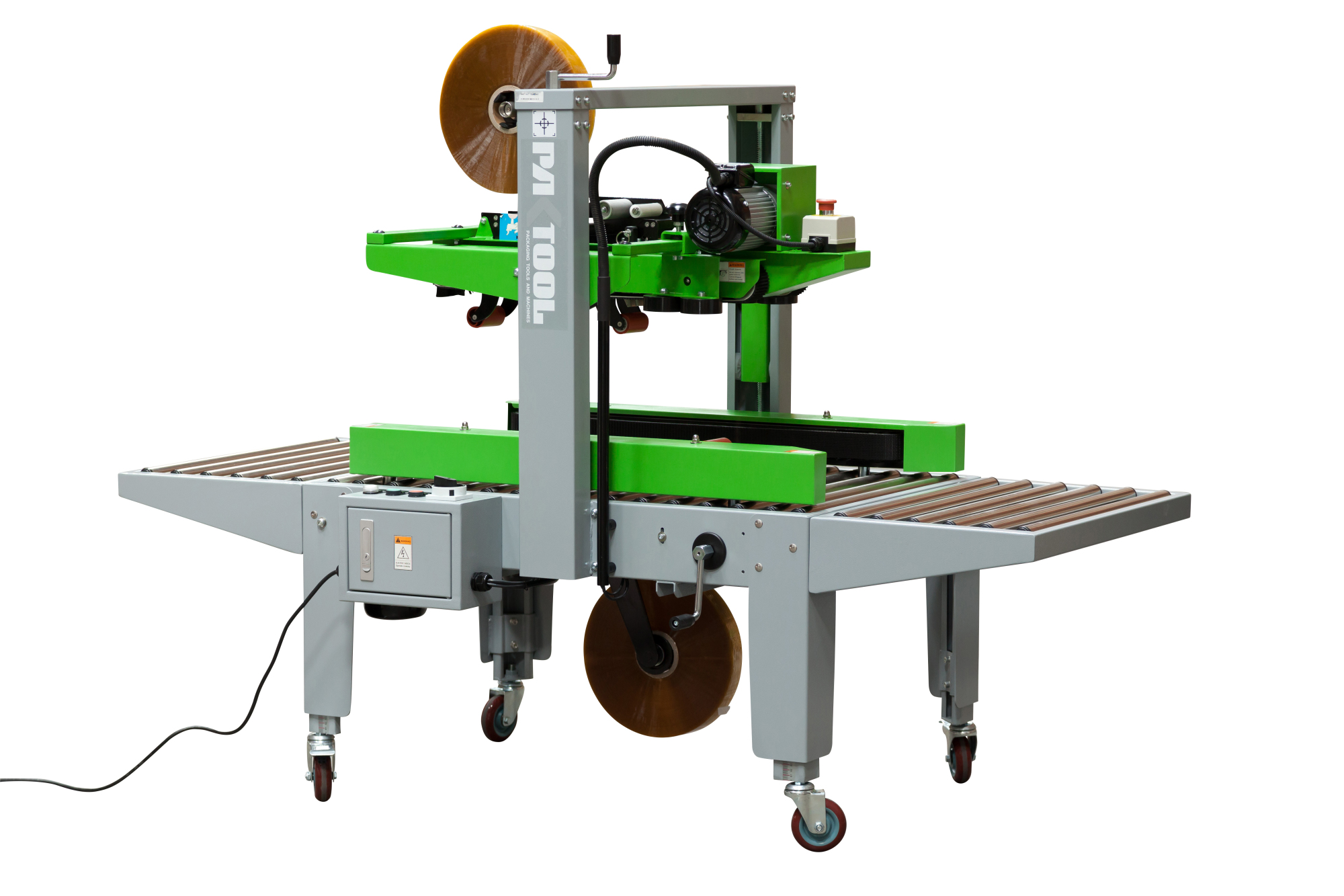 PAKTOOL Semi Automatic Carton Sealer with Top and Side Drive Belts